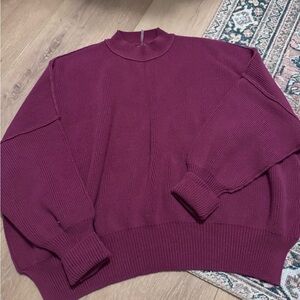 Free People Rich Burgundy Turtleneck Sweater